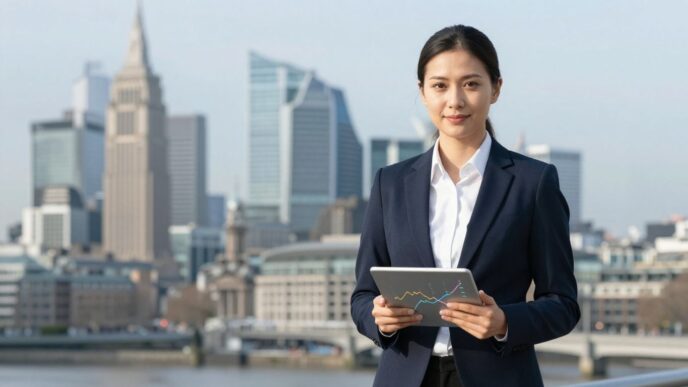 SaaS sales professional in London with financial data.