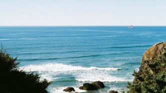 a view of the ocean from a cliff