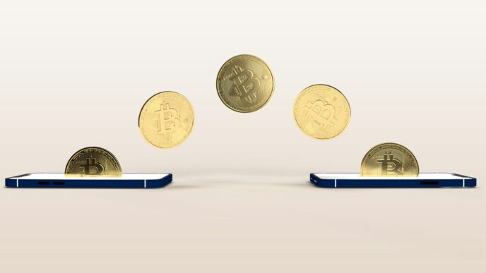 a bunch of coins flying out of a cell phone