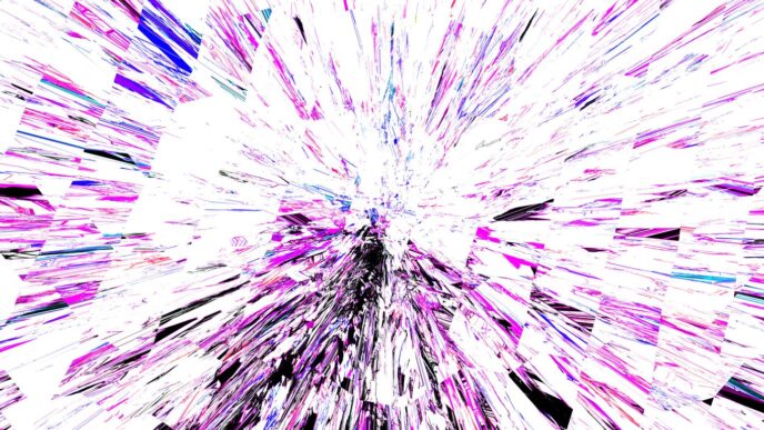 Abstract explosion of bright white and purple light.