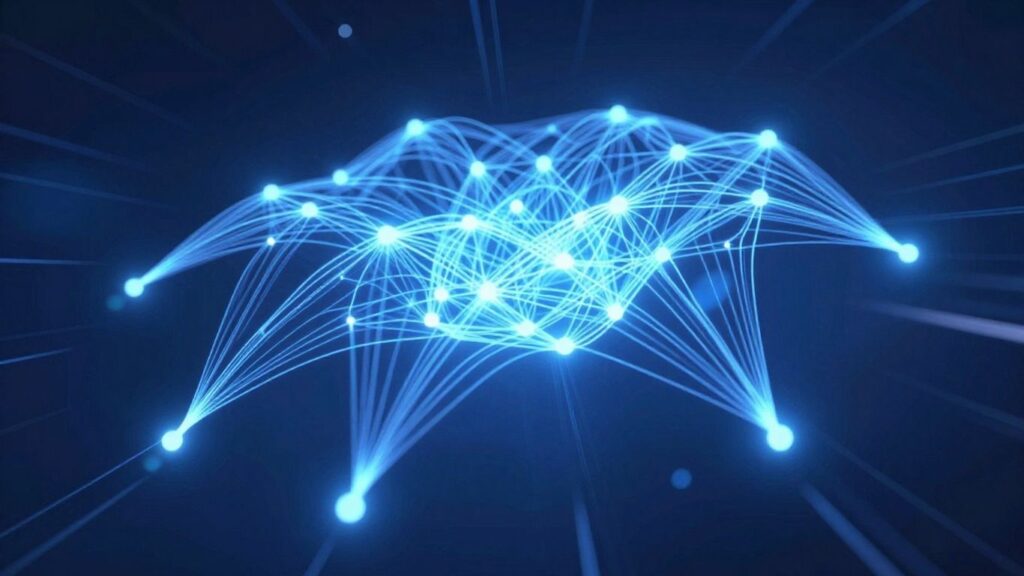 Abstract neural network with streaks of light suggesting growth.