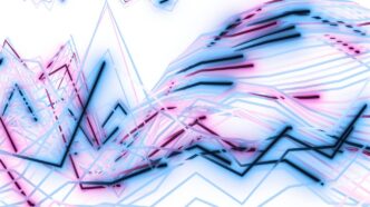 Abstract lines and graphs with blue and pink hues