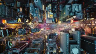 A city filled with lots of tall buildings