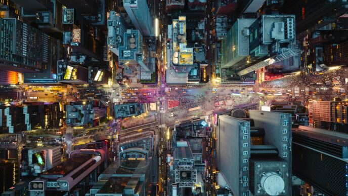 A city filled with lots of tall buildings