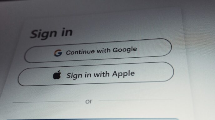 Sign in options with google and apple accounts.