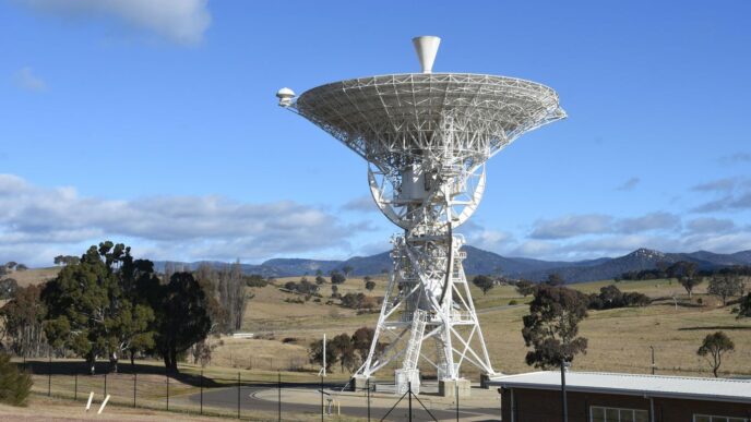 white satellite dish on green grass field during daytime