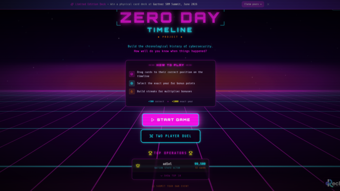 Zero Day Timeline interface
