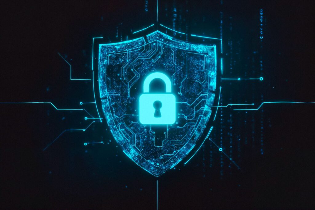 graphic design of a lock inside a shield