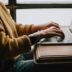 person using laptop